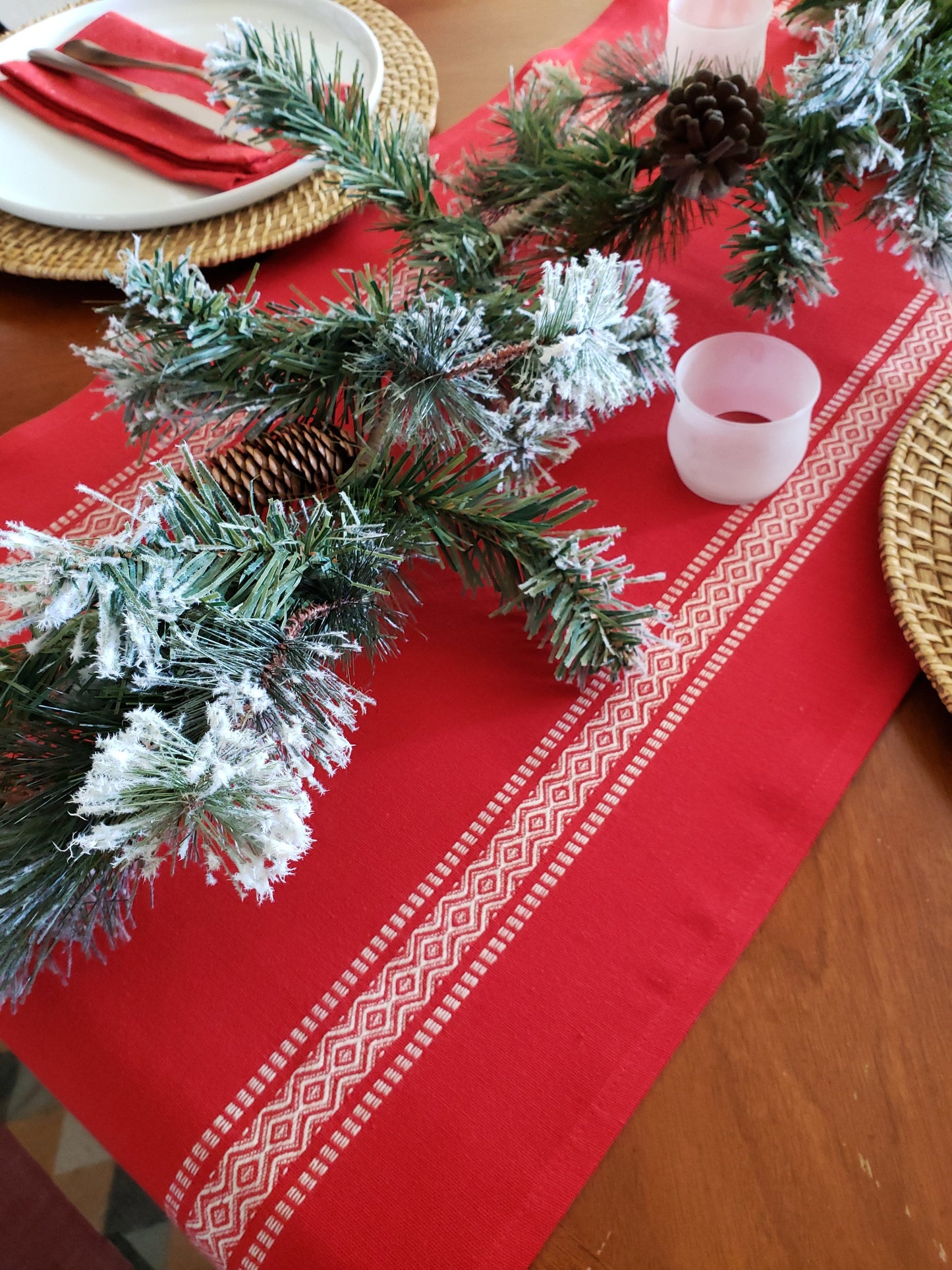 Red  Scandinavian Christmas Table Runner