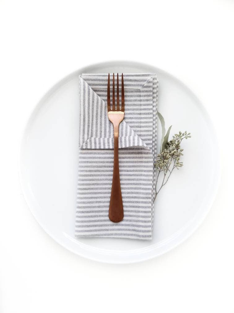 Ticking Stripe Linen Napkins