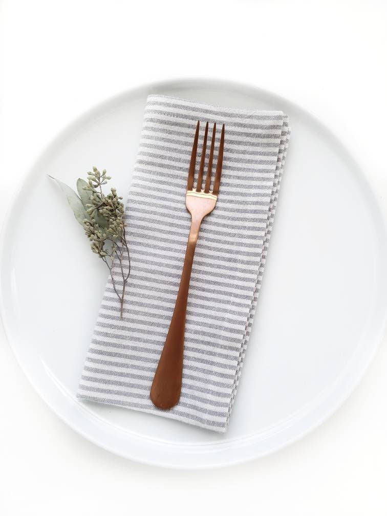 Ticking Stripe Linen Napkins