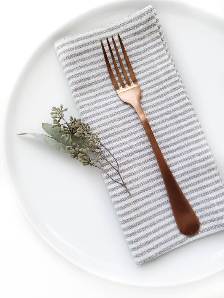 Ticking Stripe Linen Napkins