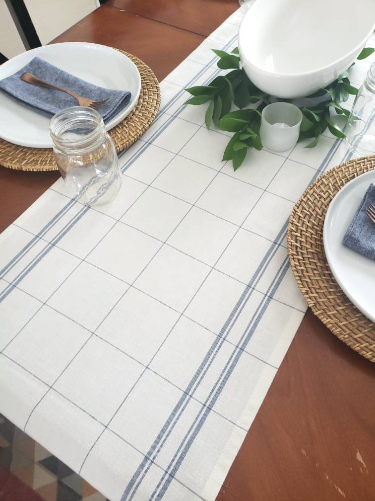 Blue Plaid Table Runner