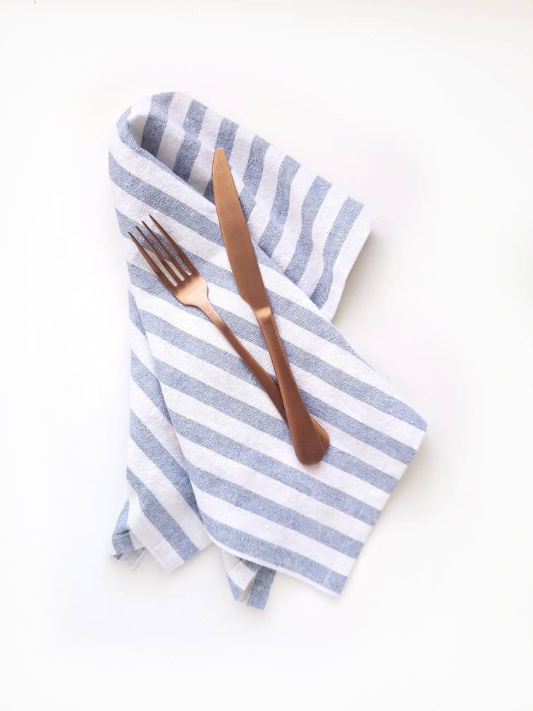 Blue Stripe Linen Towel