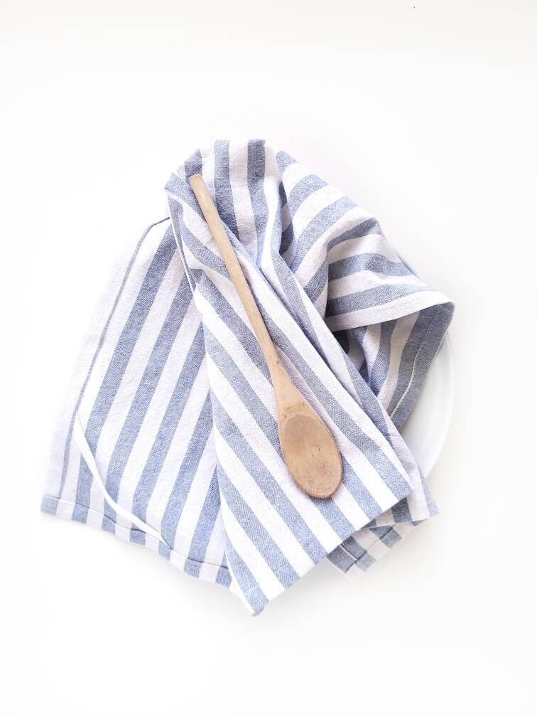Blue Stripe Linen Towel