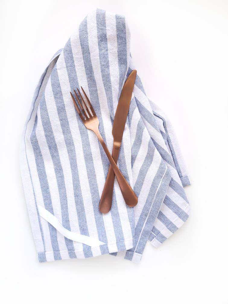 Blue Stripe Linen Towel