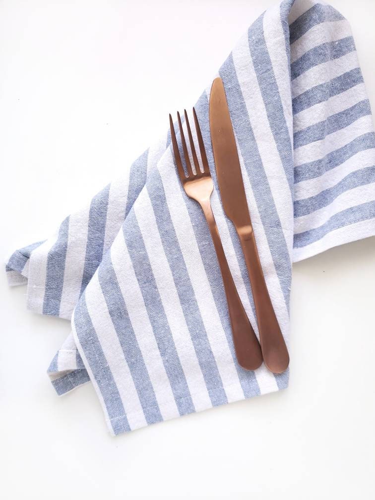 Blue Stripe Linen Towel