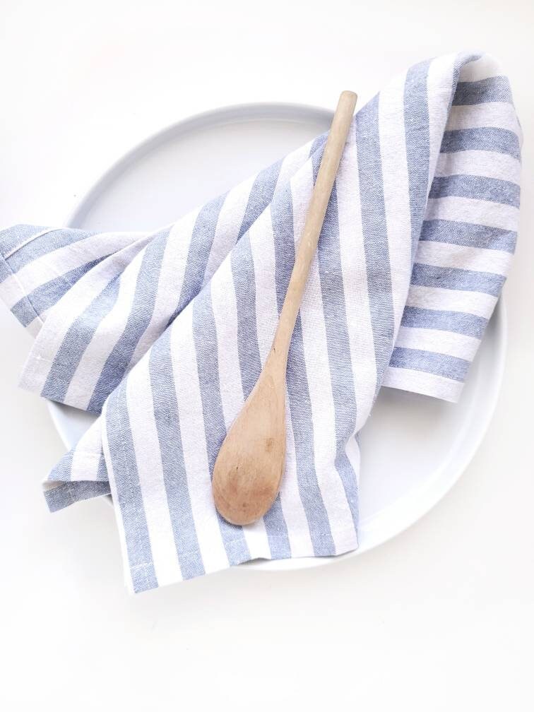 Blue Stripe Linen Towel