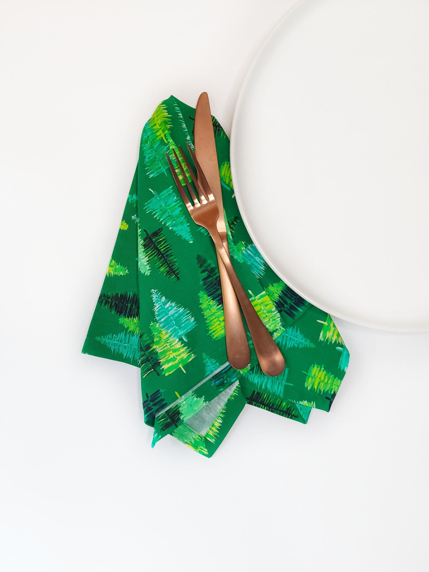 Modern Green Christmas Tree Cloth Napkins