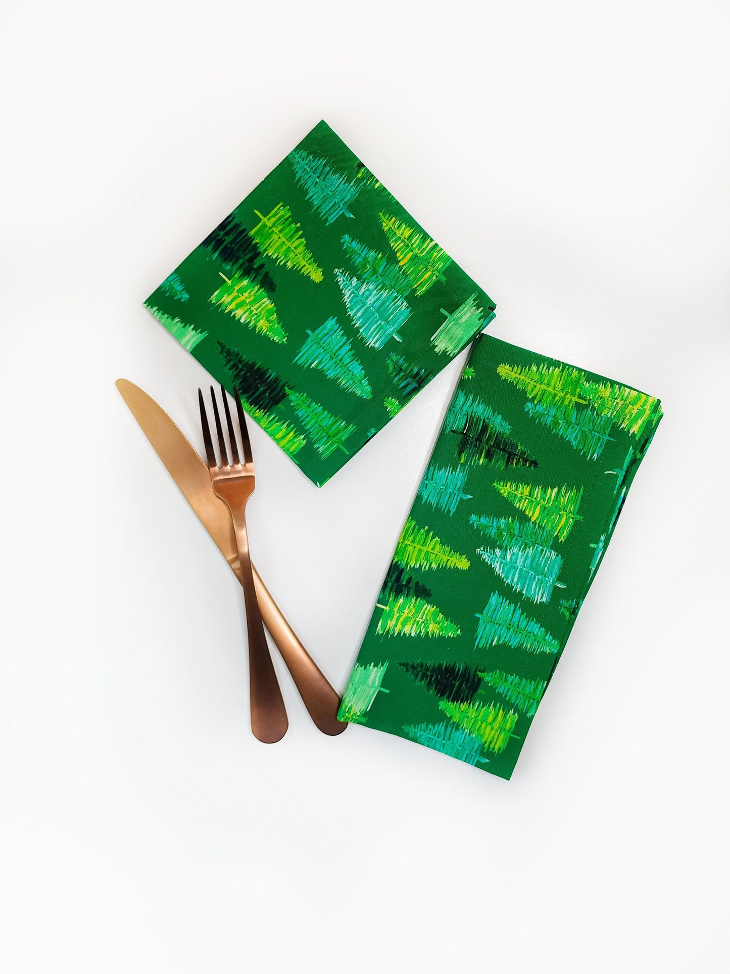 Modern Green Christmas Tree Cloth Napkins