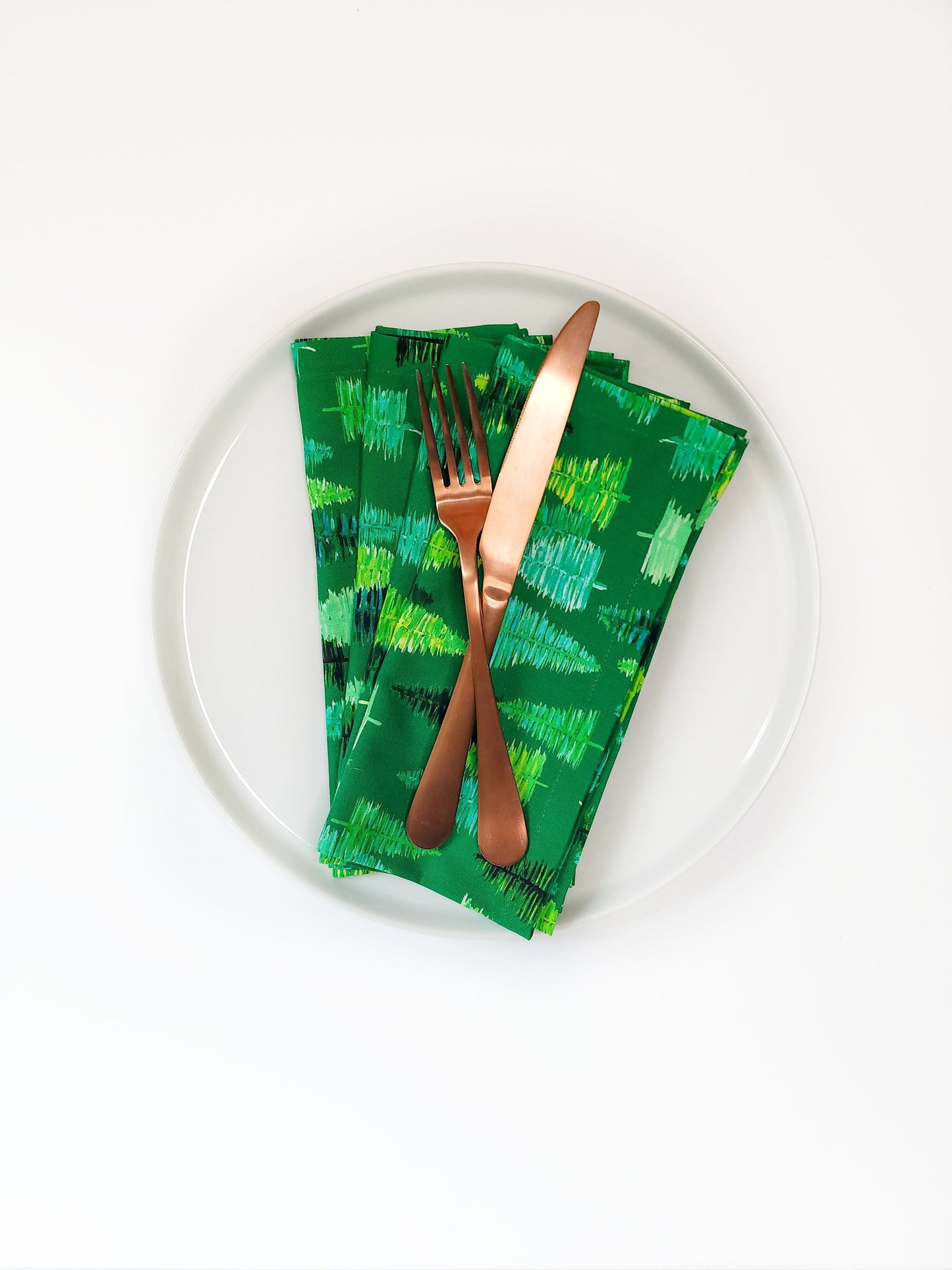 Modern Green Christmas Tree Cloth Napkins