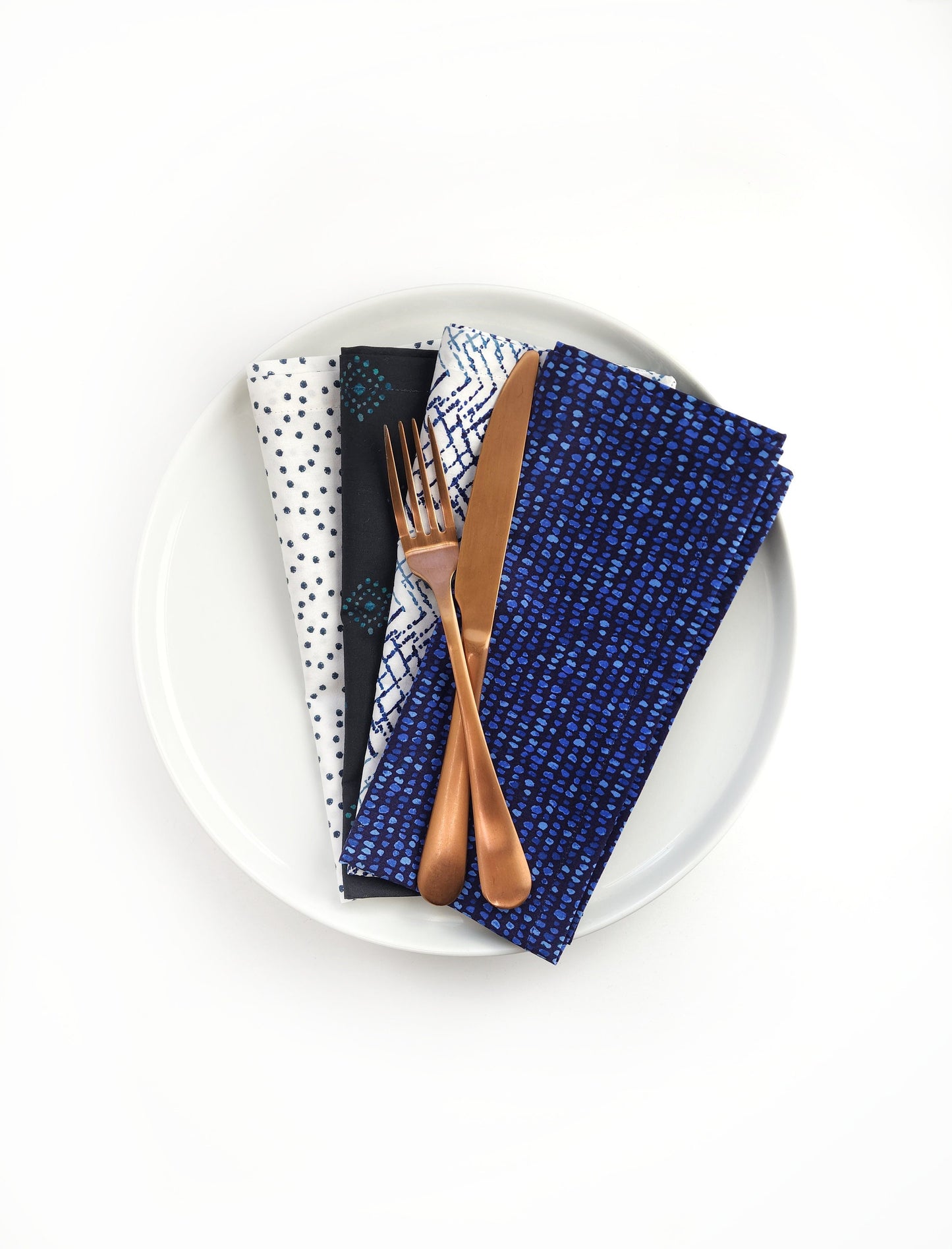 Blue Modern Cloth Napkins, Set of 4