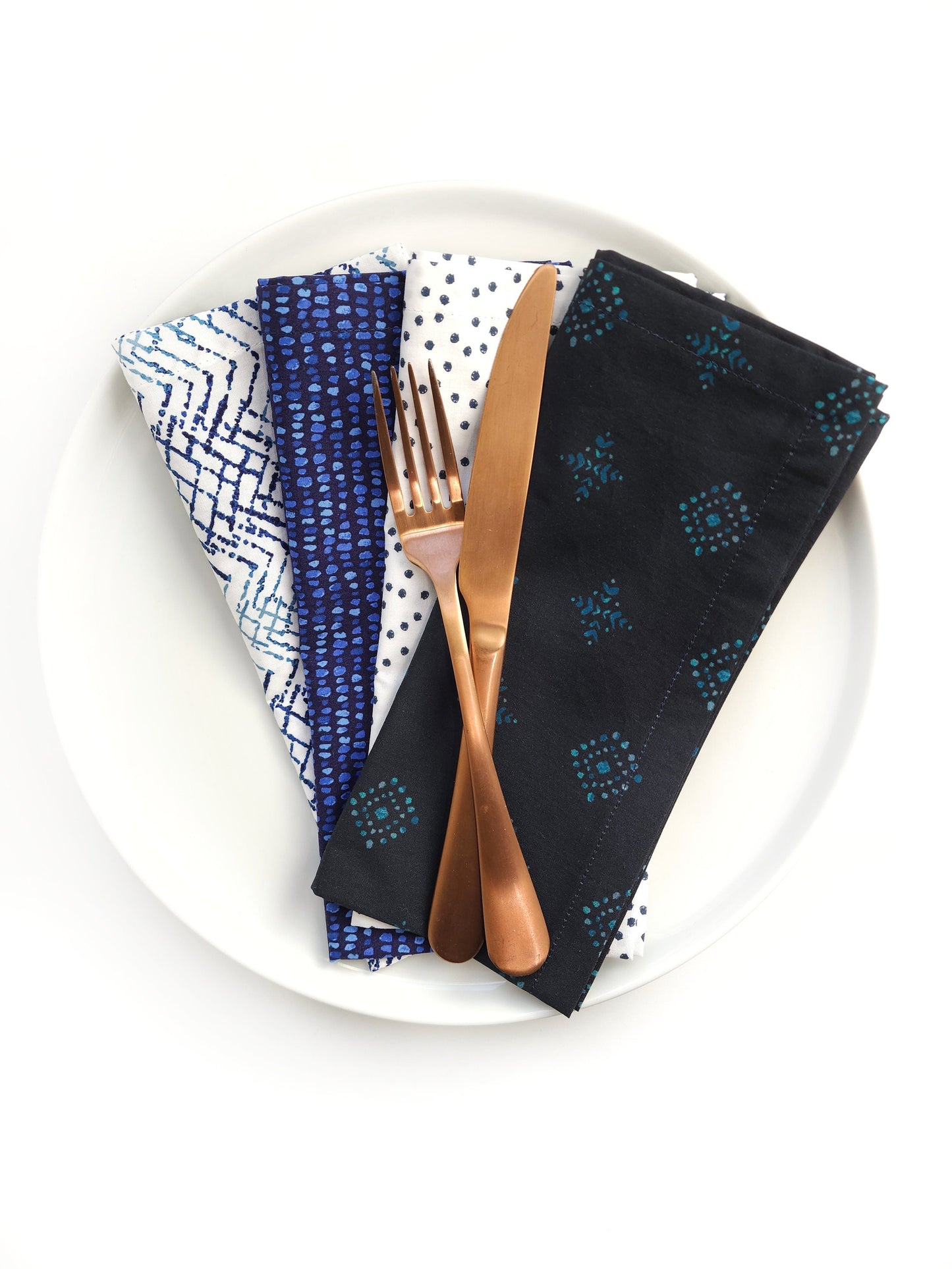 Blue Modern Cloth Napkins, Set of 4