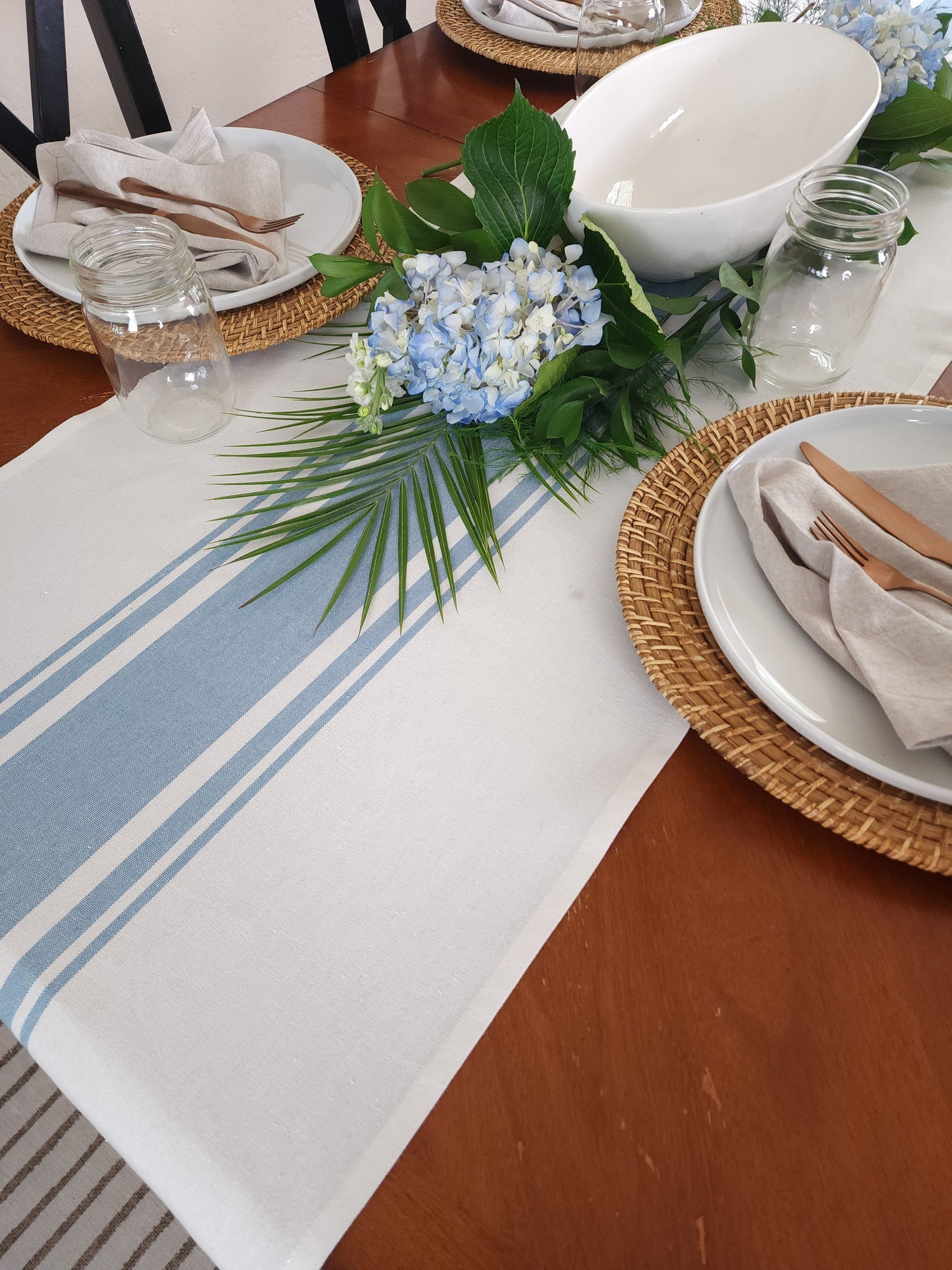Blue Striped Coastal Table Runner