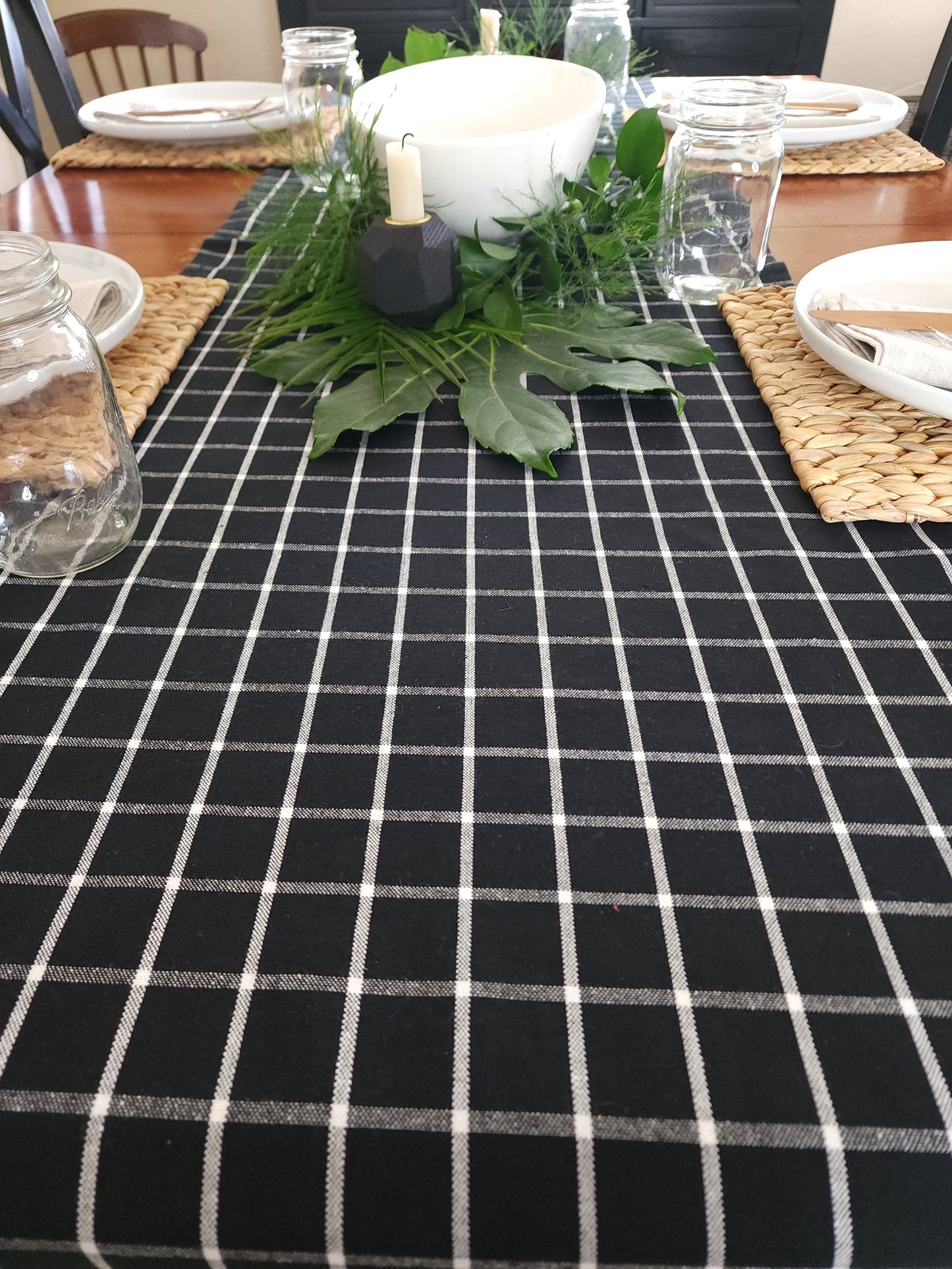 Black & White Checkered Table Runner