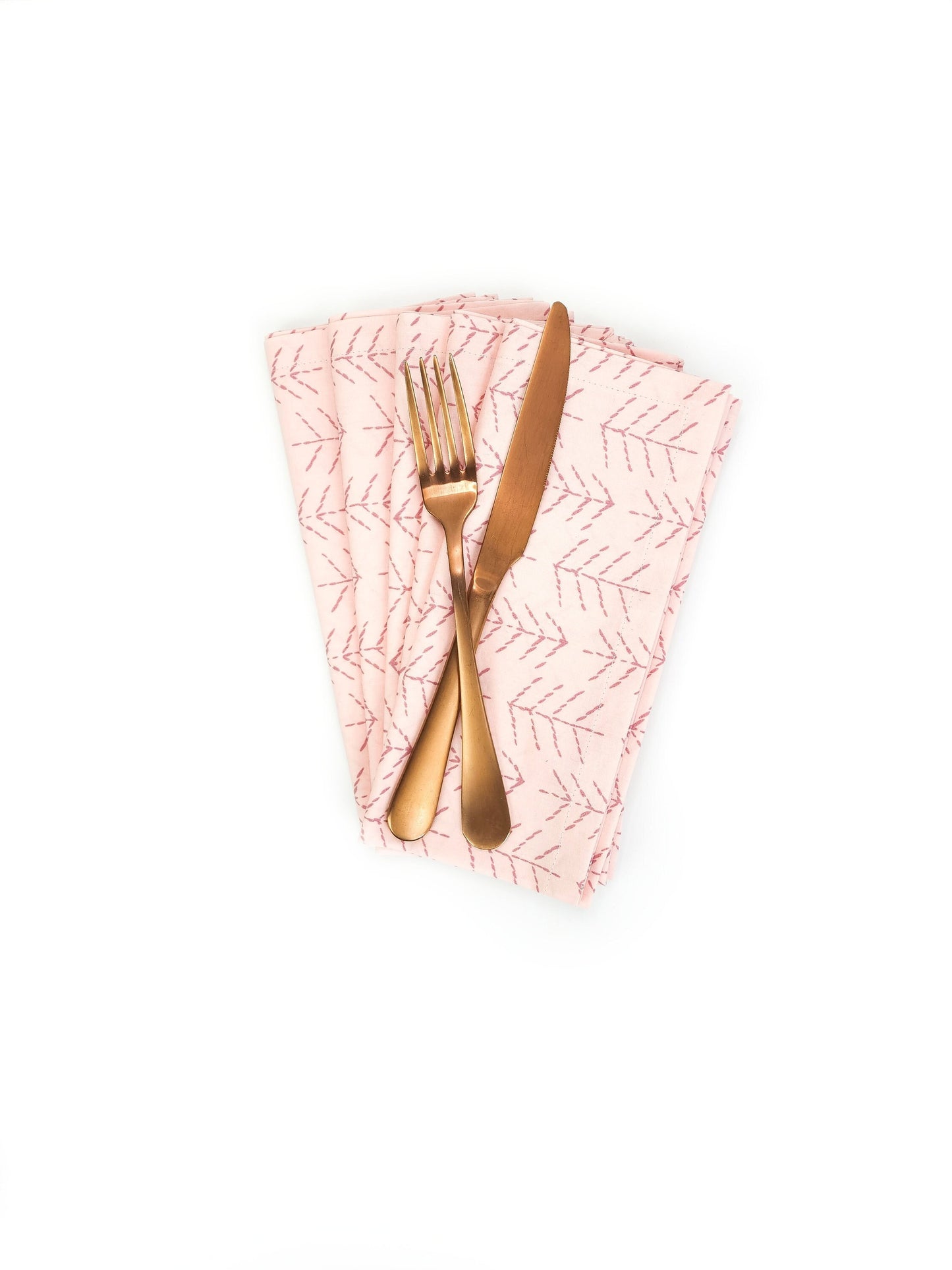 Pink Branch Cotton Cloth Napkins, Set of 5 Cloth Napkins
