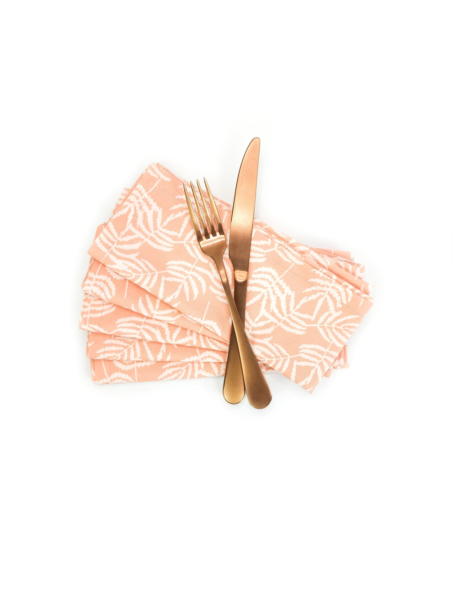 Peach Botanical Cotton Cloth Napkins, Set of 5 Cloth Napkins