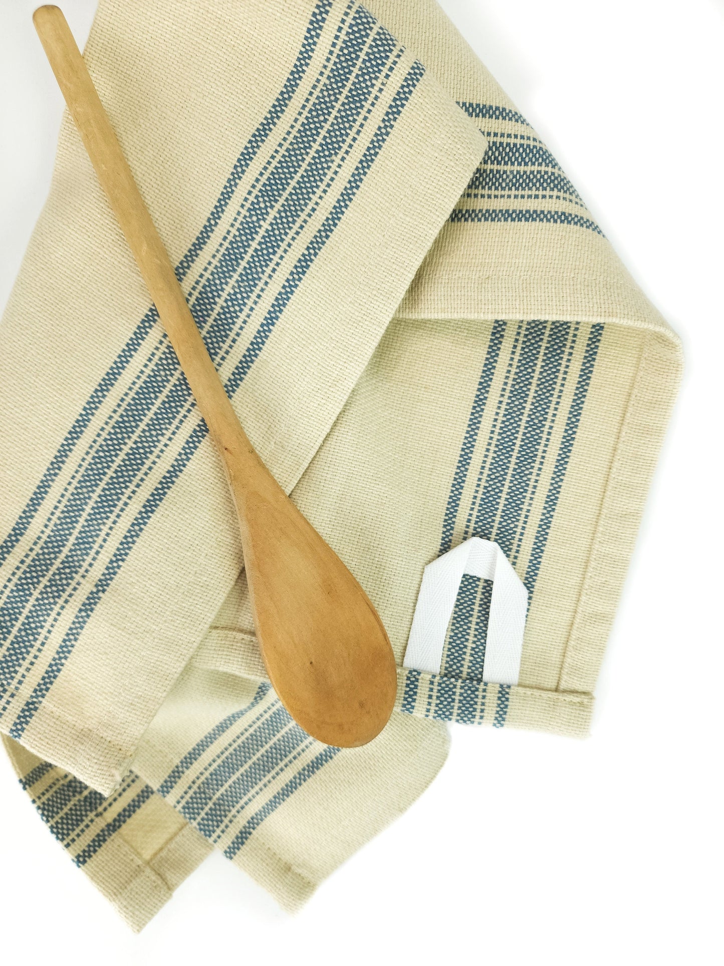 Blue Striped Towel, Light Blue Grain Sack Towel
