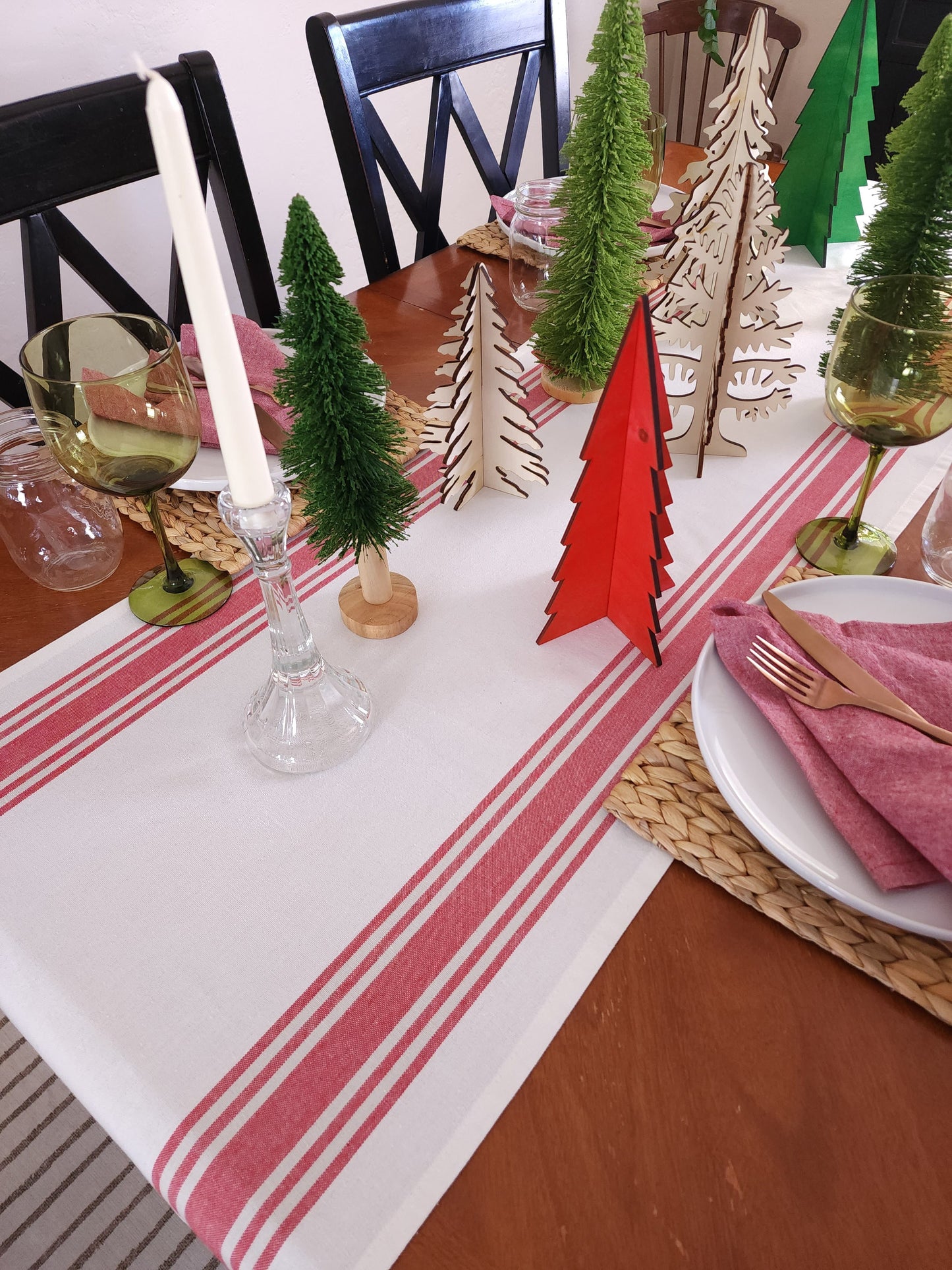 Red Stripe Table Runner, Christmas Table Runner