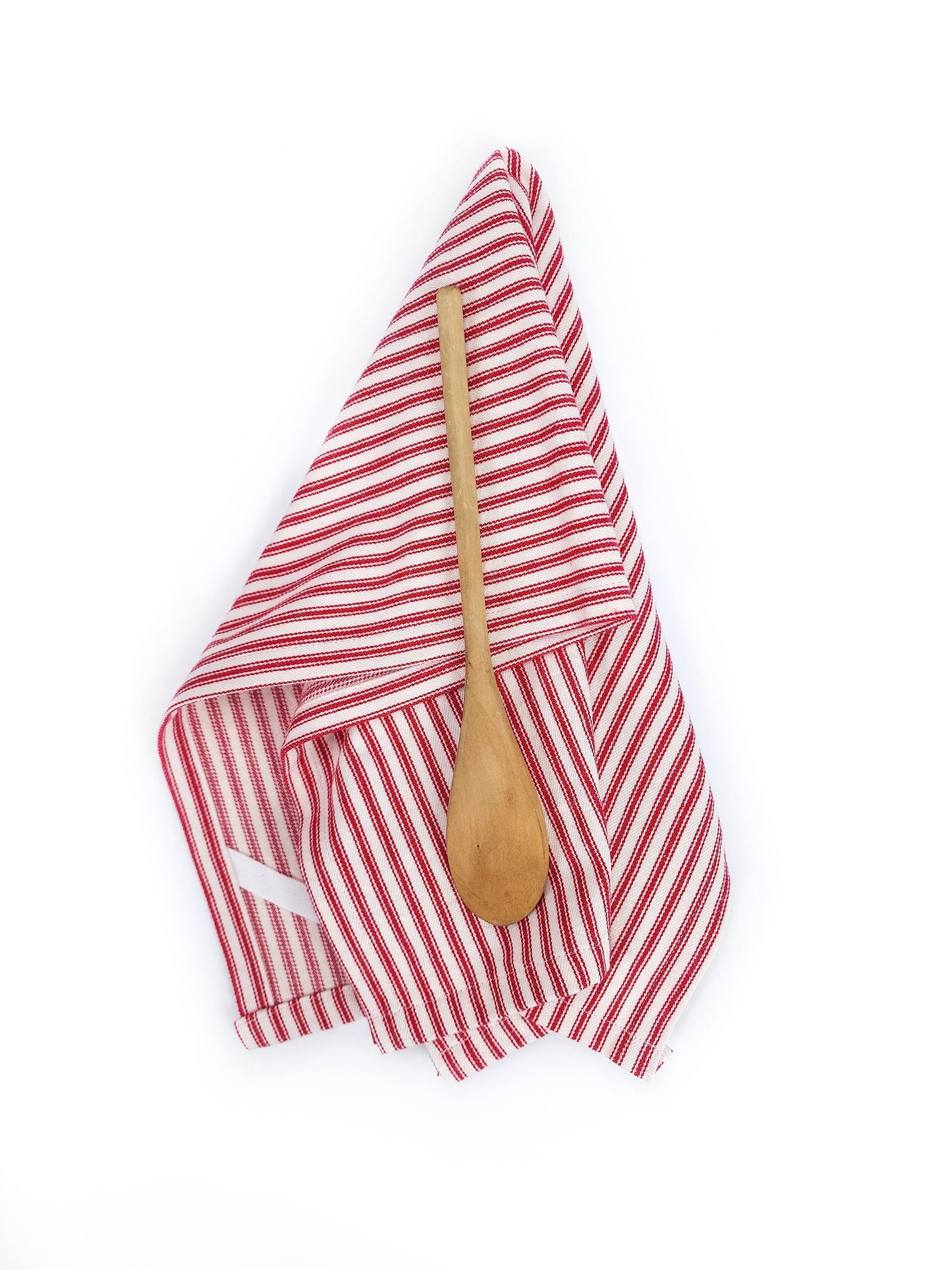 Red Ticking Stripe Cotton Towel, Christmas Kitchen Towel