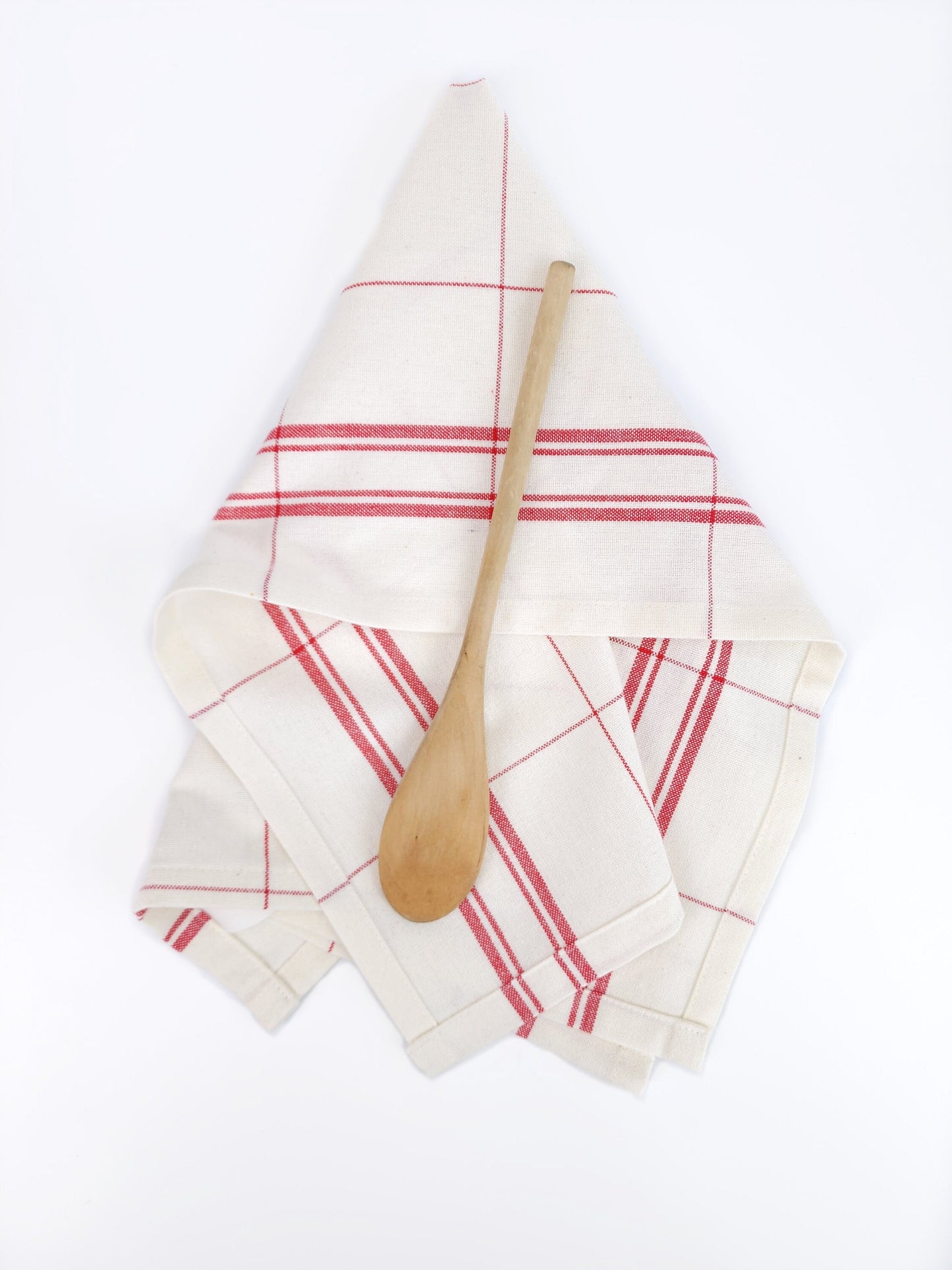 Ivory & Red Plaid Towel, Valentine's Day Towel